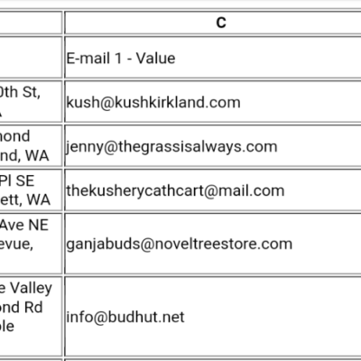 dispensary email lead list washington csv
